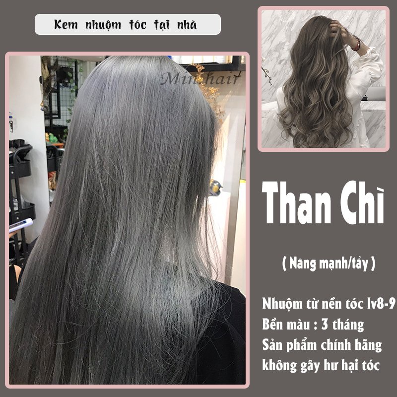 thuốc nhuộm tóc màu than chì . tặng kèm oxi trợ dưỡng và bao tay