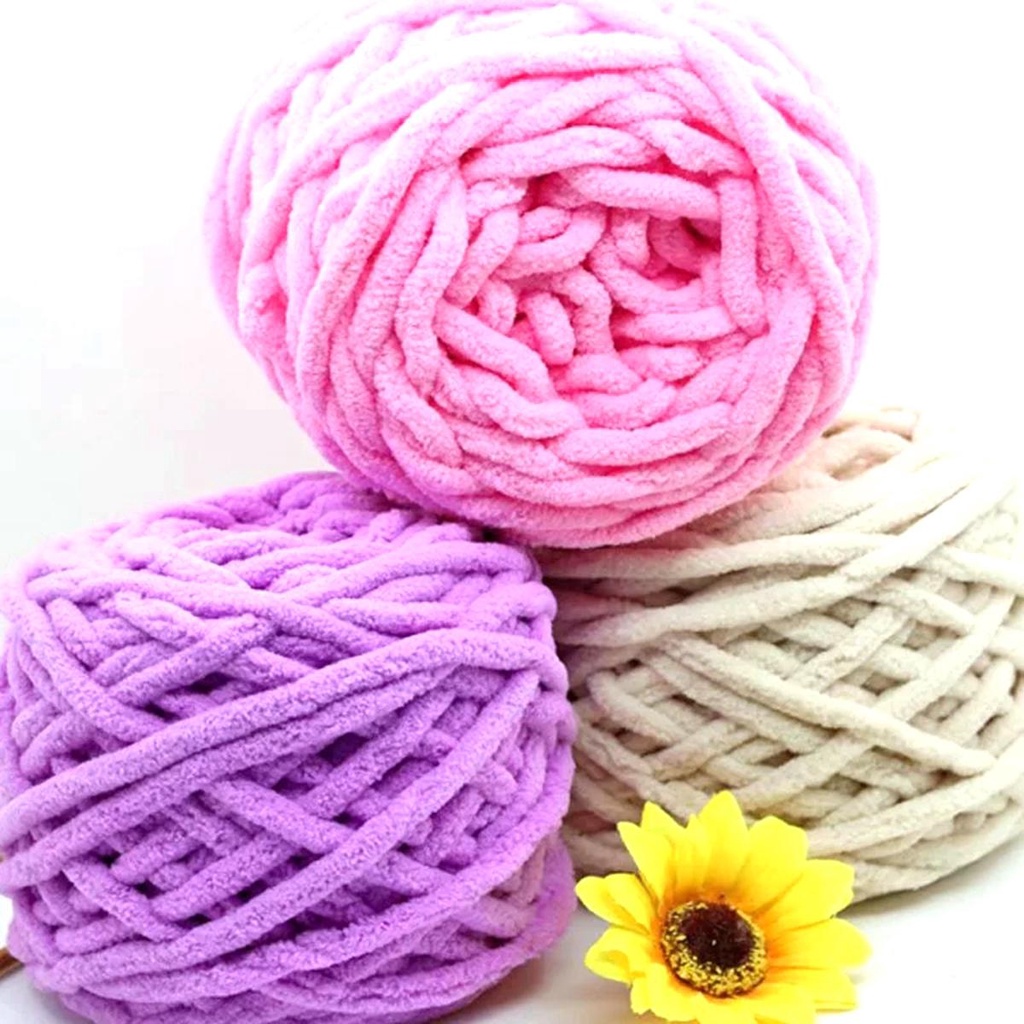 Cuộn Len Đan Sợi Chenille Mềm Nhiều Màu Sắc DIY