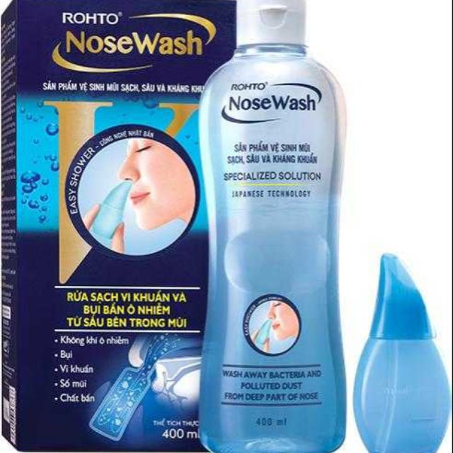 Bộ Sản Phẩm Vệ Sinh Mũi ROHTO NoseWash ( gồm chai 400ml và 1 chai vòi rửa mũi)