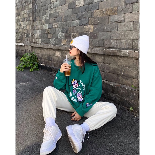 Áo Sweater pin năng lượng xanh lá
