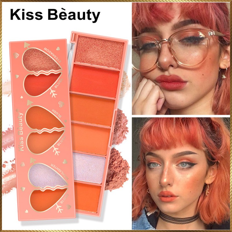 Bảng má hồng kiêm bóng mắt Kiss Beauty 6 ô màu MKB6