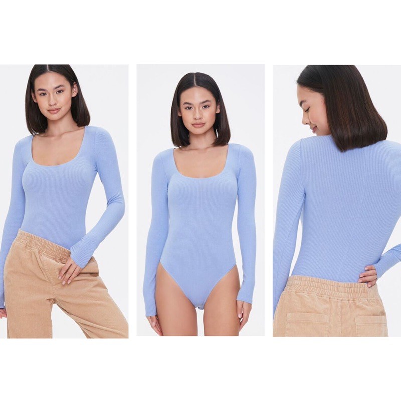 Bodysuit Tay Dài Cổ Tròn Basic F21