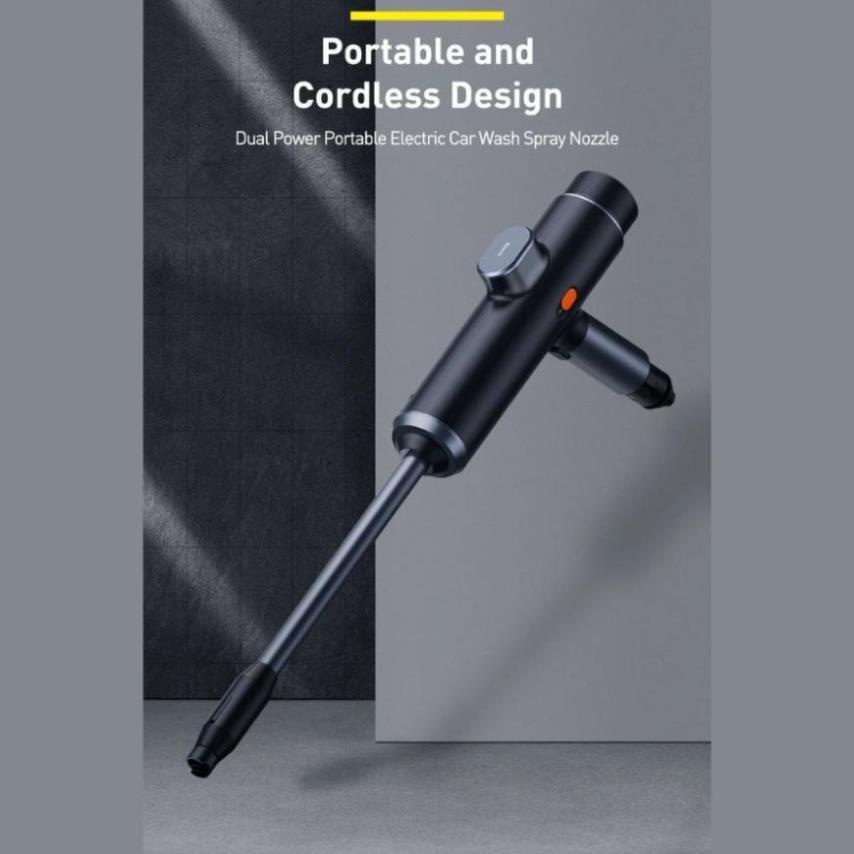 [Chính Hãng - Sẵn] Máy phun tăng áp rửa xe ô tô sử dụng pin sạc Baseus (0.7MPa, 28.8W, IPX4, 30 phút sử dụng liên tục)