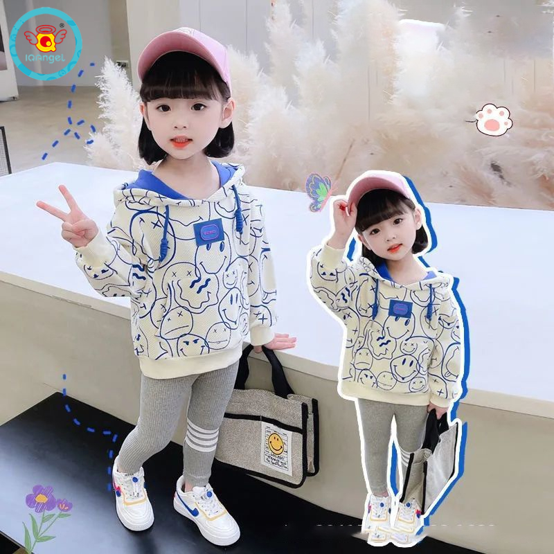 Áo hoodie IQ ANGEL tay dài in hình thời trang dành cho trẻ em