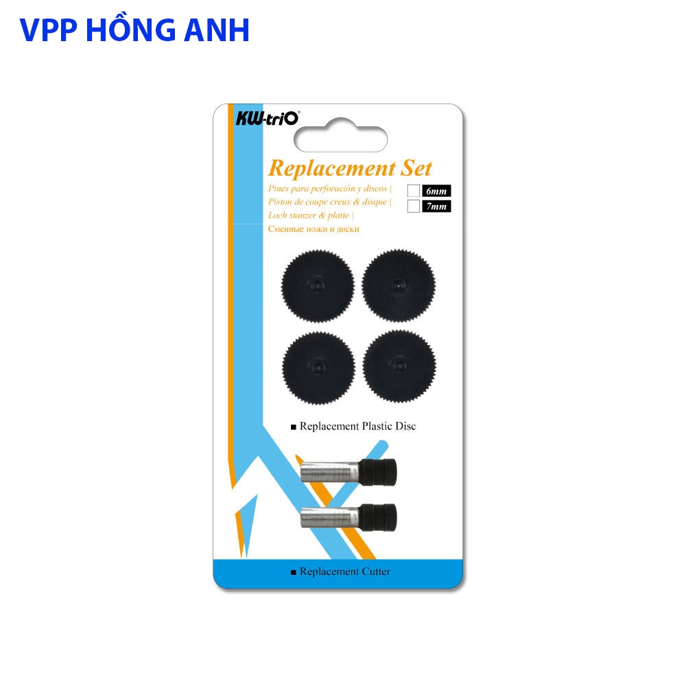 Bộ lưỡi thay thế cho máy 952 954 - Vỉ 2 lưỡi đục lỗ Kwtrio W01300214 dùng cho máy Kw triO 09520 0954 đục 100 150 tờ 6mm