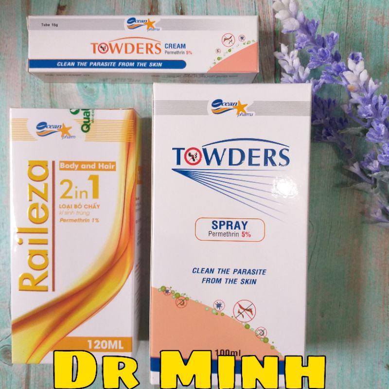 Tắm gội Raileza + Xịt Towders + Kem bôi Towders