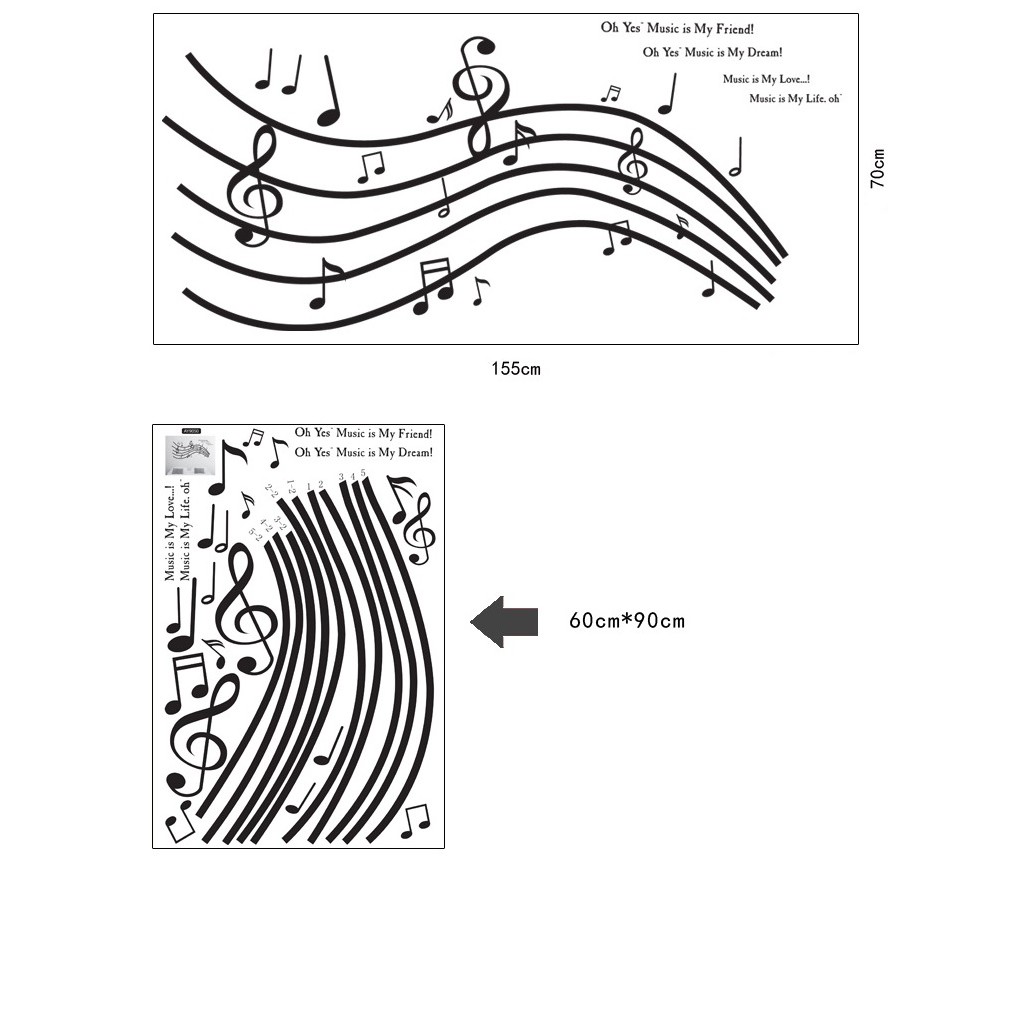 Decal dán tường Âm nhạc 5 dòng kẻ AmyShop