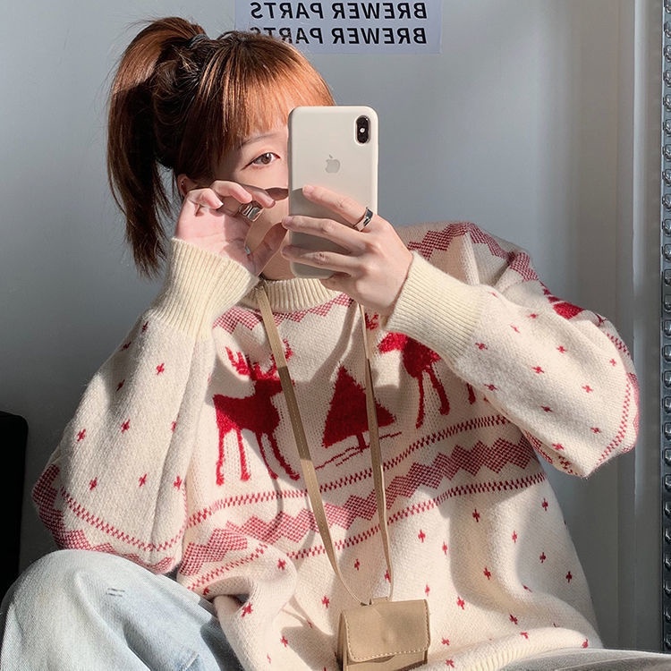 Áo Sweater Dáng Rộng Thiết Kế Mới Thời Trang Mùa Đông Theo Phong Cách Hàn Quốc Dành Cho Nữ