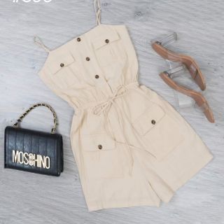 Jumpsuit ngắn hai dây bo eo