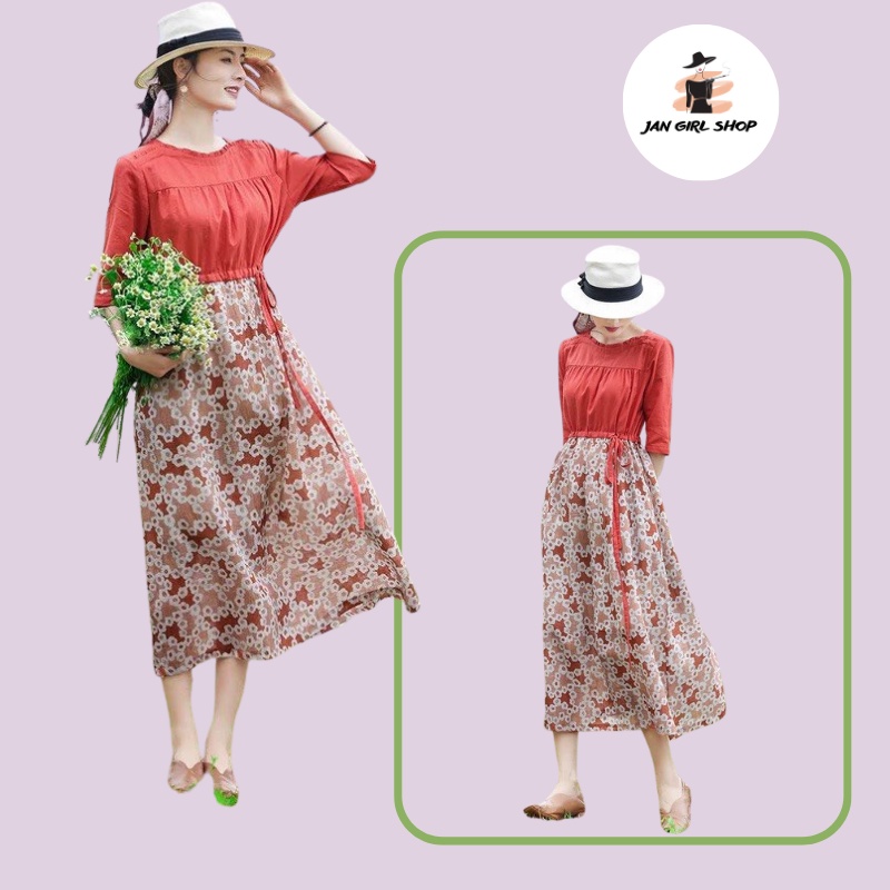 V141, màu đỏ cam tôn dáng, sáng da siêu nịnh , tay lỡ, có dây chiết eo