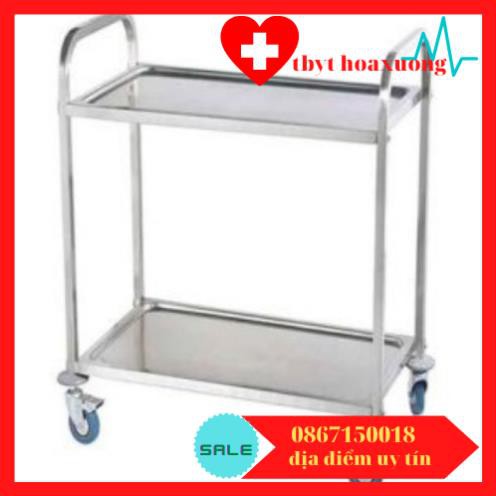 (Nowship)Xe Đẩy Inox 2 Tầng- Xe Tiêm Inox 2 Tầng Thiết bị phòng khám,Spa