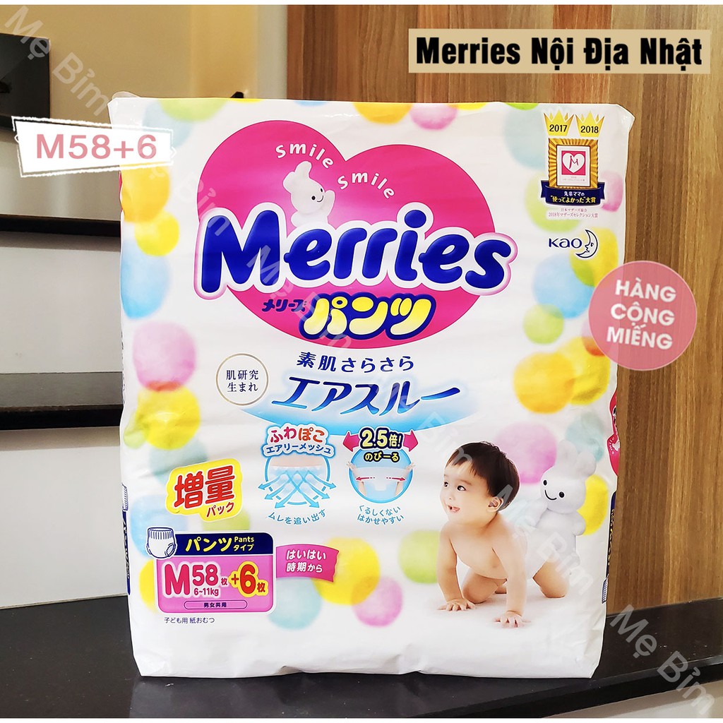 MERRIES NỘI ĐỊA NHẬT CÓ HÓA ĐƠN CHỨNG TỪ ( HÀNG CỘNG MIẾNG,Tã Dán/Quần SIZE NB96/S88/M68/L58/M64/L50/XL44/XX32,DATE MỚI)