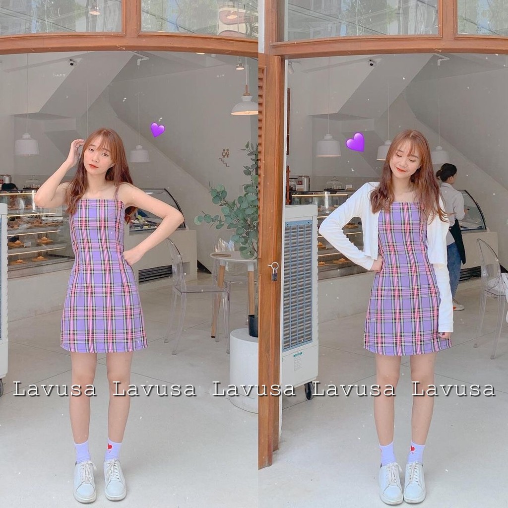 Váy Hai Dây Kẻ Caro Ulzzang 💖 𝘍𝘳𝘦𝘦𝘴𝘩𝘪𝘱 💖 Đầm Kẻ Hai Dây Caro Nhiều Màu Lavusa | BigBuy360 - bigbuy360.vn
