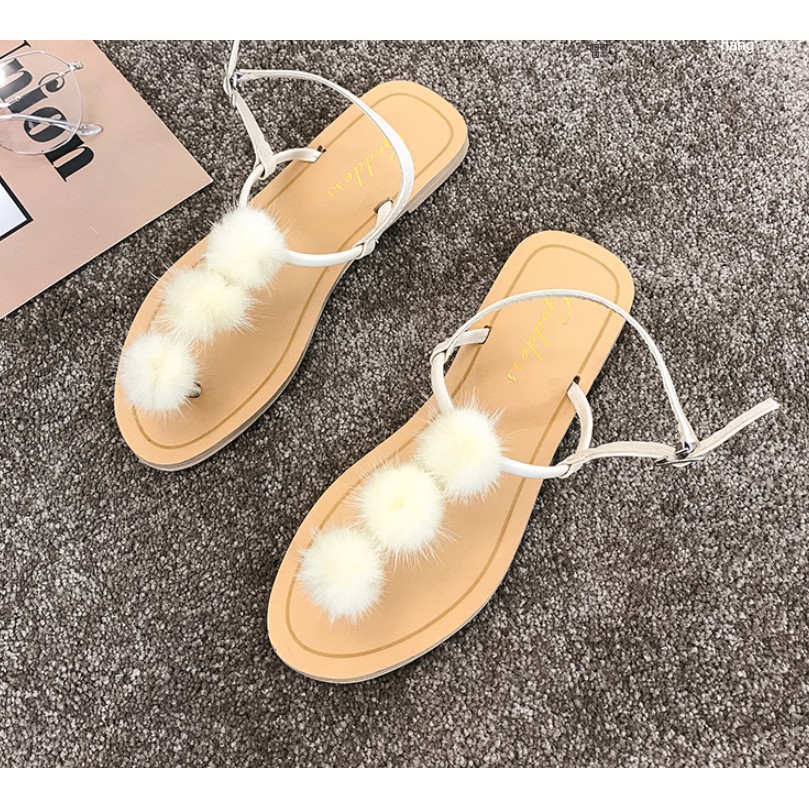 🌺Sandal Xỏ Ngón A204 Hàn Quốc / Sandal Bệt / Sandal Phối Quả bông Dễ Thương/ Sandal Mùa Hè 2019