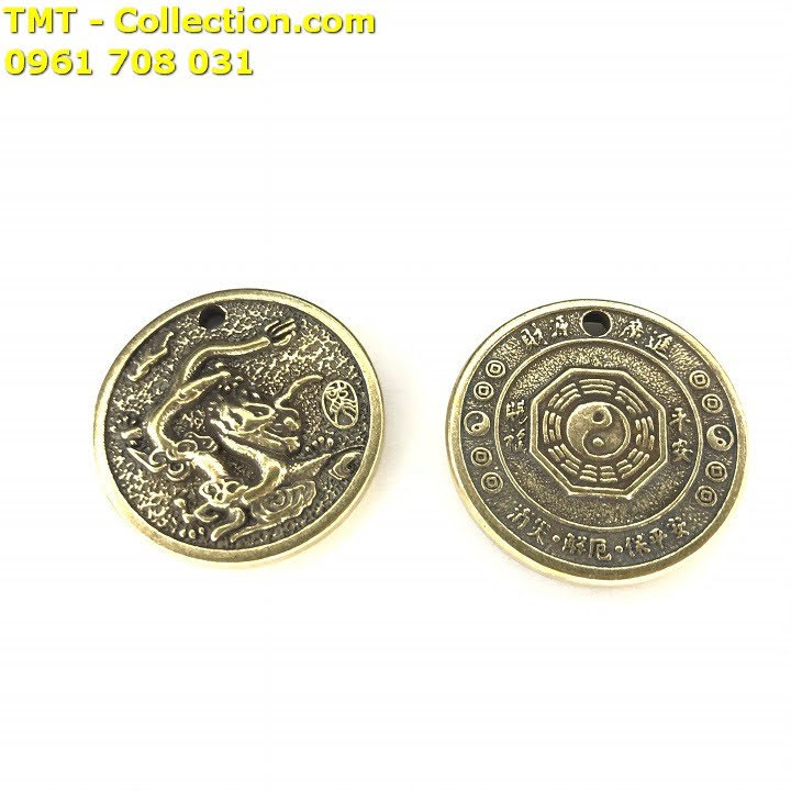 Mặt Đồng Xu Đồng Hình Con Rồng; Đường kính của đồng xu là 3cm; Màu: đồng-TMT Collection-SP002434