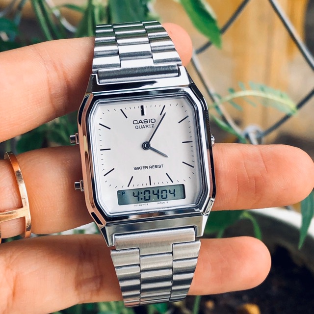 Đồng hồ unisex dây kim loại Casio Anh Khuê AQ-230A-7DMQ
