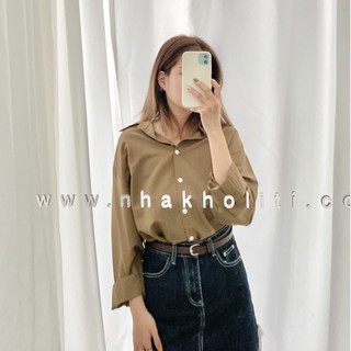 Áo sơ mi nữ tay dài trơn basic nhiều màu phom dáng rộng – AV814