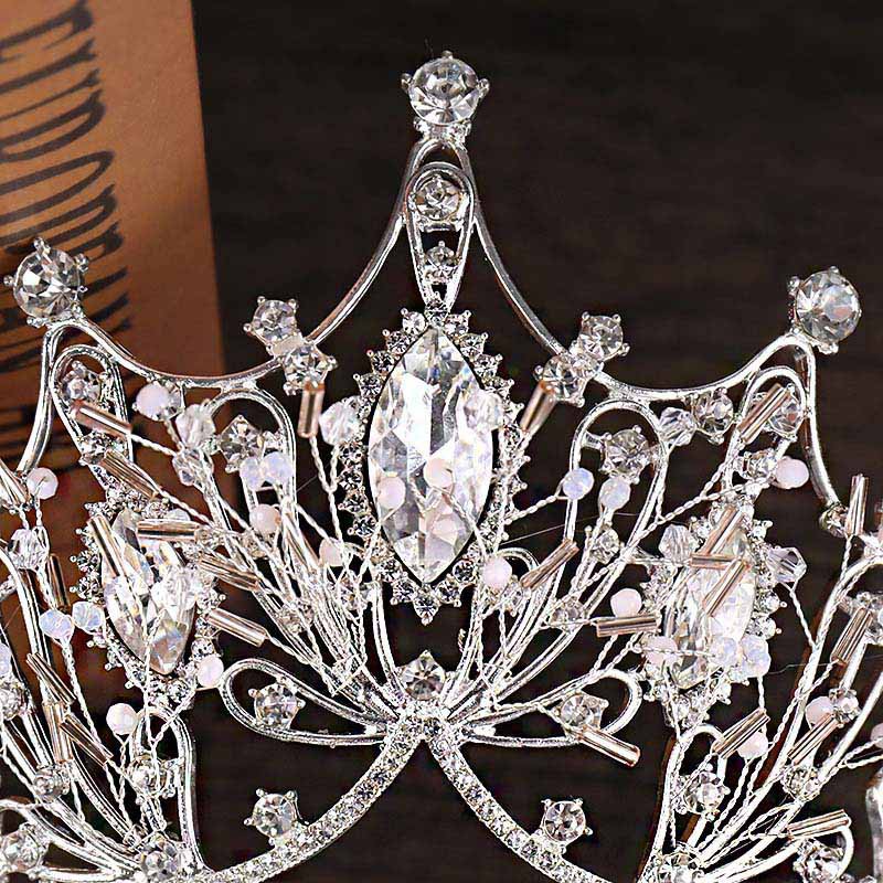Big Baroque Rhinestone Crystal Beaded Headband Tiara Tea Party Bride Crown Luxury Wedding Korean Hair Ornaments