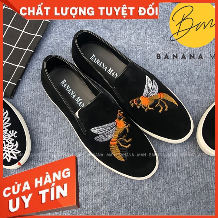 Giày thể thao | SLIPON THÊU HỌA TIẾT ONG | Đế cao su đúc , giày dễ dàng phối đồ.