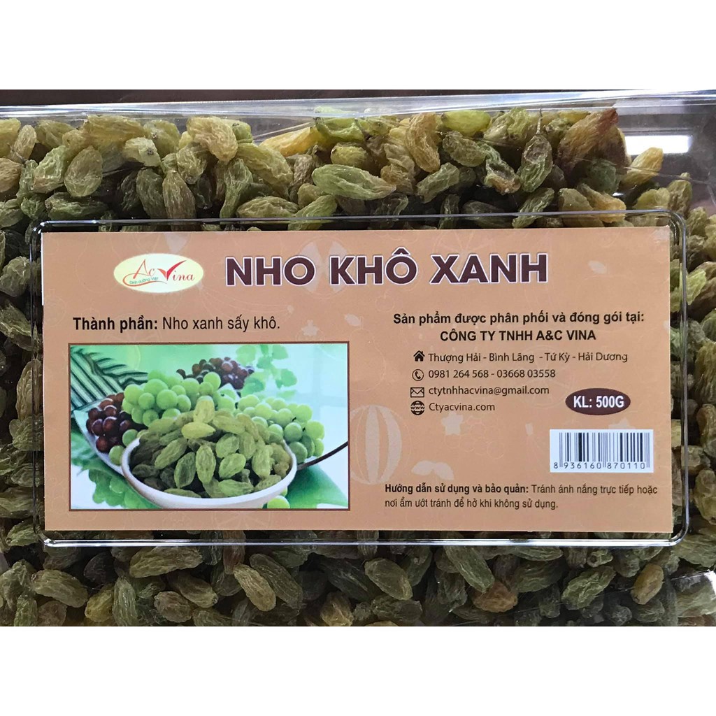 Nho khô xanh không hạt, sấy dẻo, vị chua ngọt, nho sấy khô không đường - Ăn vặt nhà Bigkanguruvietam