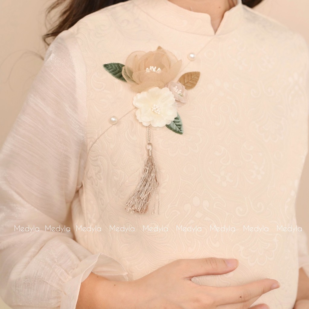 Váy bầu mùa đông cách tân cho mẹ bầu diện tết cực xinh - Đầm bầu dự tiệc thiết kế Medyla -  VS410