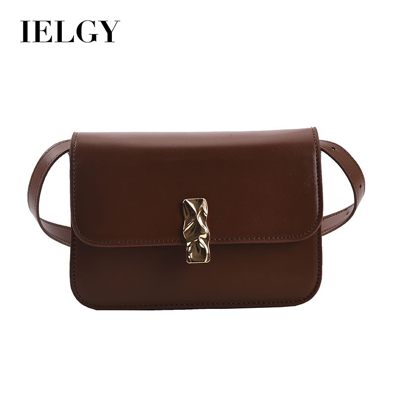 Túi đeo vai IELGY dáng vuông màu trơn phong cách cổ điển thời trang dành cho nữ