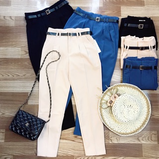 Quần xếp li kèm đai mã Q01