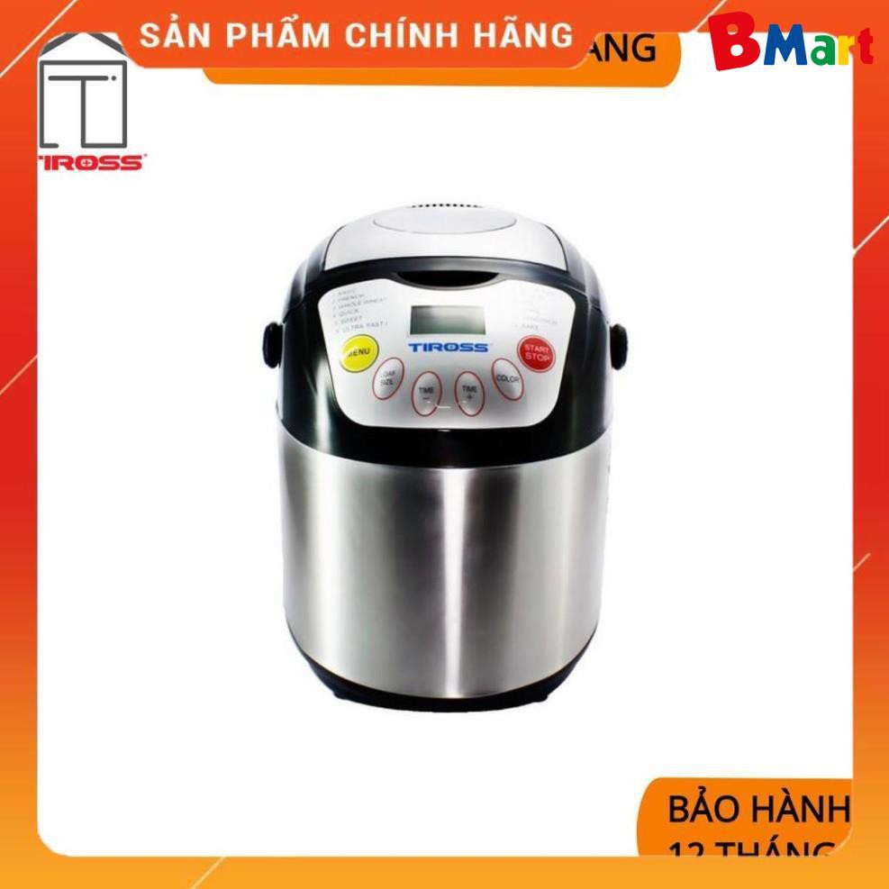 [FreeShip] Máy làm bánh mỳ Tiross TS821 12 chức năng, thân inox, 600W [ hàng chính hãng - BH 12 tháng ]