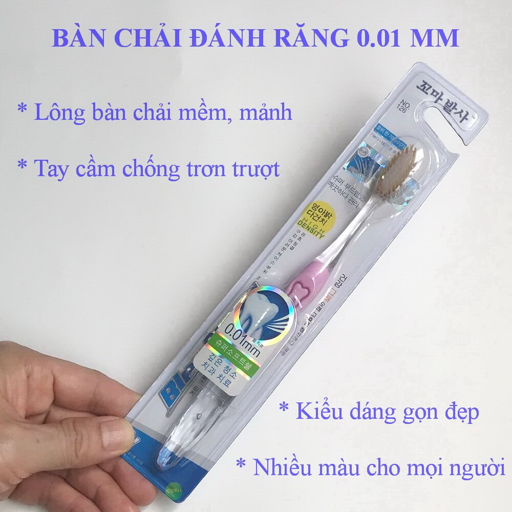 Bàn chải răng 0.01 mm mềm mại, không gây hại lợi nướu, lông nhỏ dễ dàng làm sạch khe răng, nhiều màu-Tiện Ích Vượt Trội