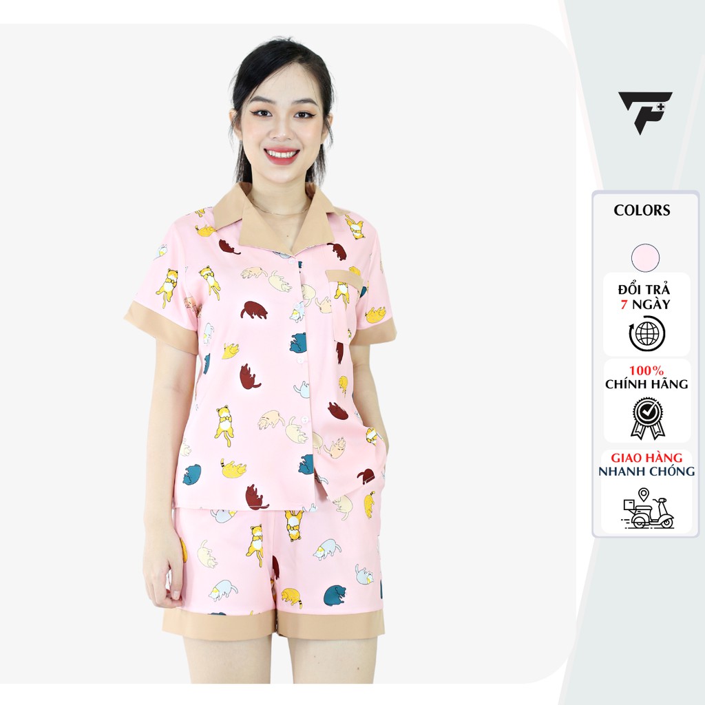 Đồ ngủ nữ cute bộ pijama lụa mát họa tiết động vật ngộ nghĩnh FPLUS 288