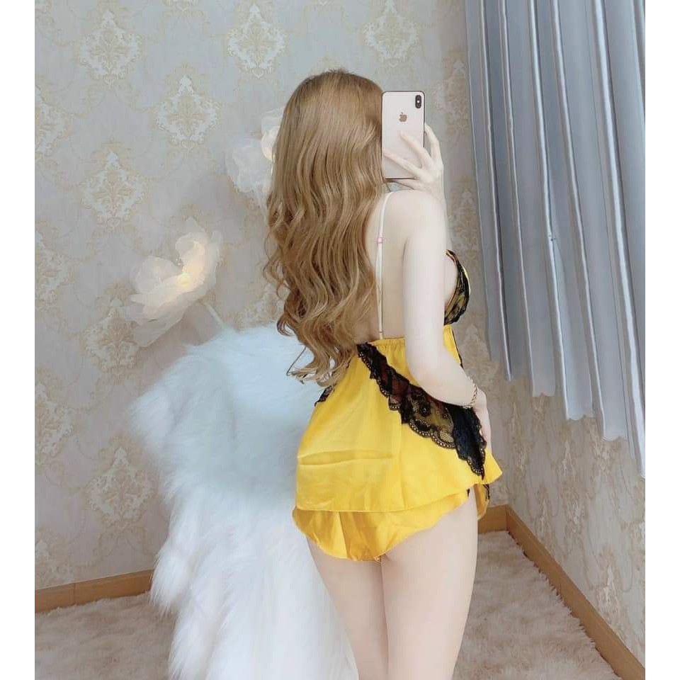 Đồ ngủ sexy❣️FREE SHIP❣️❣️ Đồ ngủ sexy ren trắng lụa satin cao cấp Freesize <60kg | BigBuy360 - bigbuy360.vn
