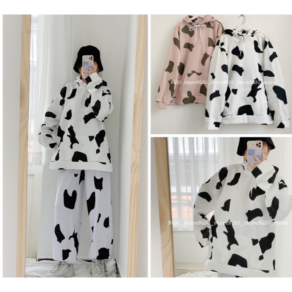 Áo Khoác Hoodie Con Bò Sữa Dễ Thương 💝 Video Thật💝 Áo Khoác Nỉ Ngoại 2 Lớp | BigBuy360 - bigbuy360.vn