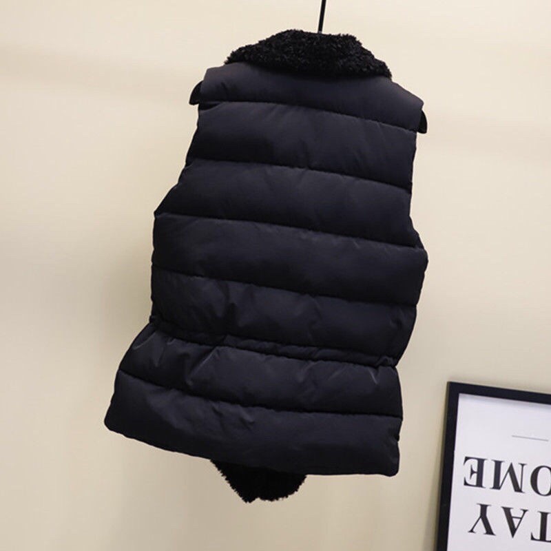 Áo Khoác Phao Ghi Lê Cổ Lông Cừu-Thời Trang Thu Đông Quảng Châu Cao Cấp