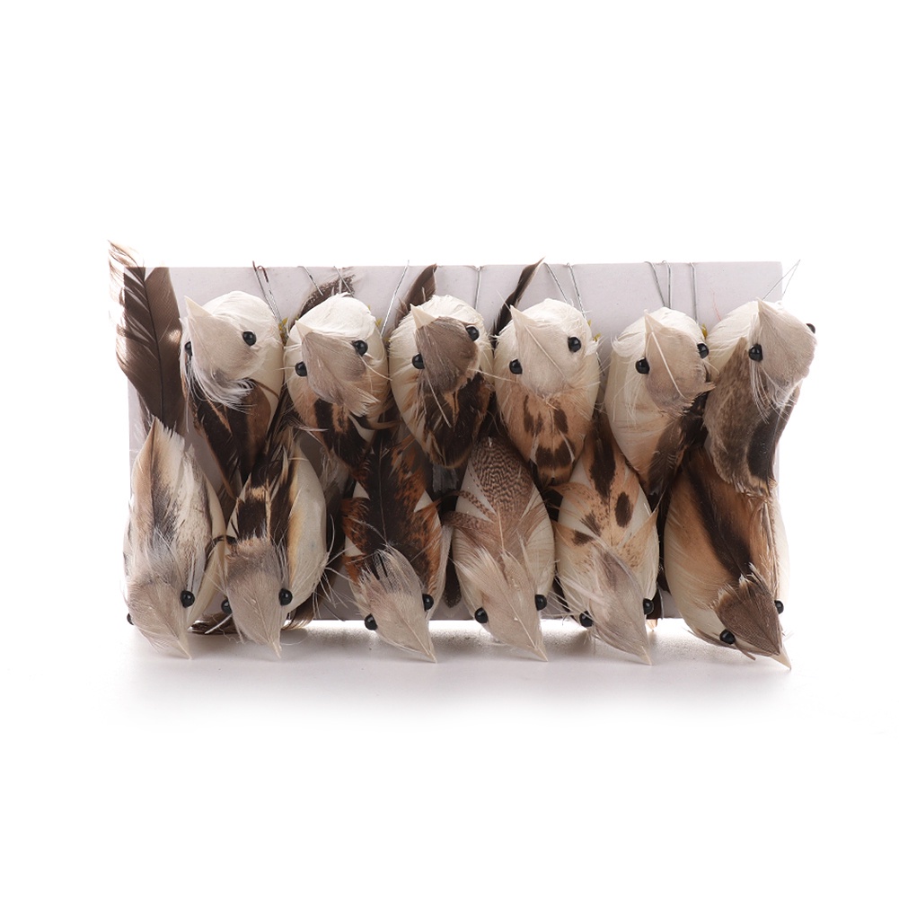 Set 12 chú chim giả dễ thương trang trí