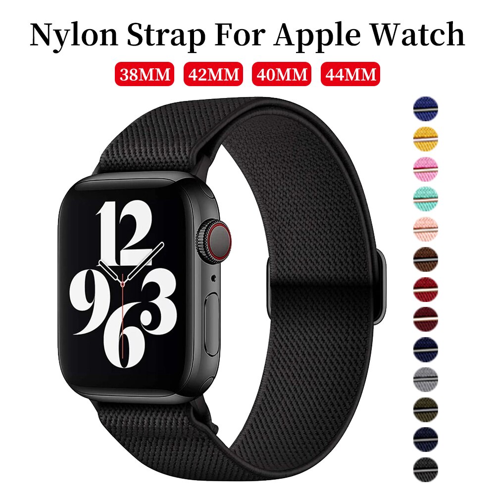 Dây Đeo Đồng Hồ Bằng Nylon Co Giãn Điều Chỉnh Được Cho Apple Watch 44mm 40mm 38mm 42mm