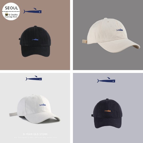 [ Giảm 5k đơn từ 0đ ] Mũ lưỡi trai Unisex, chất liệu Cotton thêu hình cá voi Hottrend hè 2021