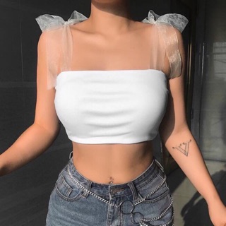 [KÈM ẢNH THẬT] ÁO CROPTOP 2 DÂY RUY BĂNG
