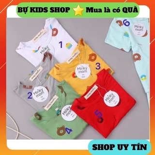 Bộ cộc tay cotton thun lạnh Minky mom họa tiết hình gấu 17-40kg