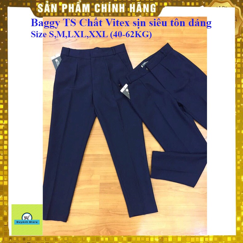 (Ảnh thật shop chụp) Quần baagy nữ TS 3 màu xanh đen nâu chất vitex loại 1 kiểu dáng trẻ trung sành điệu