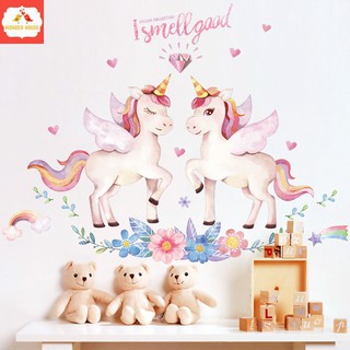 Giấy dán tường 3D mẫu decal đẹp giá rẻ phòng ngủ phòng khách - trang trí cho bé gái bé trai có keo sẵn - NGỰA THẦN