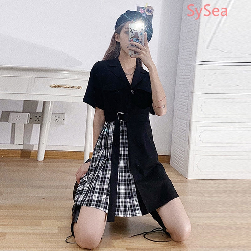 Váy ngắn tay thiết kế bất đối xứng thời trang | BigBuy360 - bigbuy360.vn