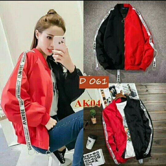 [S04] Áo khoác nữ dù phối nửa xanh trắng đỏ đen siêu xinh - M006 | BigBuy360 - bigbuy360.vn