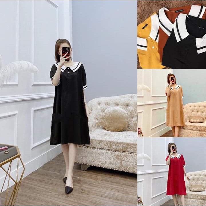 Đầm Bầu Sáng Suông Cổ Đức Kiểu Dáng Đầm Công Sở (5 màu)