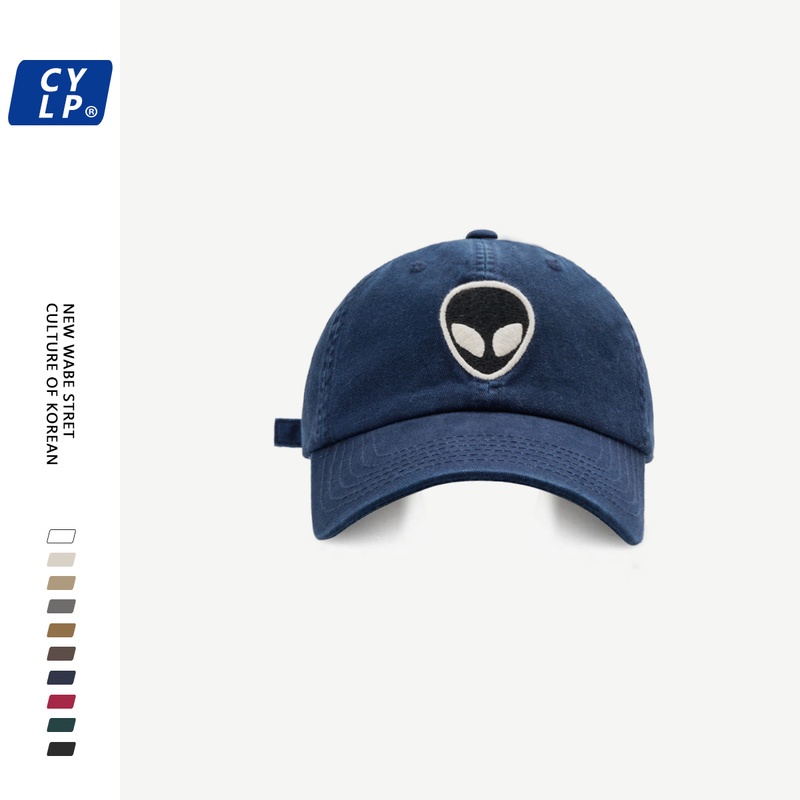 Mũ Lưỡi Trai Mềm Thêu Hình Người Ngoài Hành Tinh Kiểu Hip-Hop Hàn Quốc Cá Tính