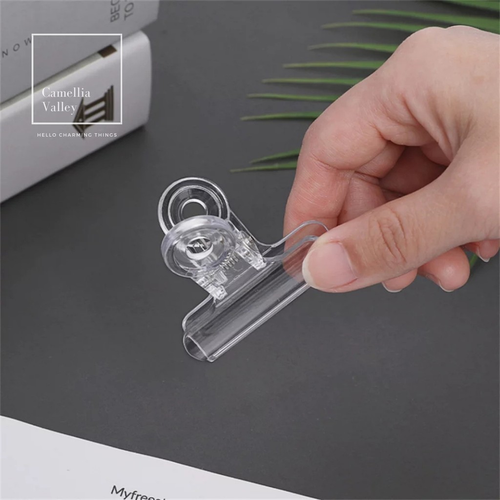 Kẹp sổ tay/ tài liệu binder clip nhựa trong suốt phong cách tối giản