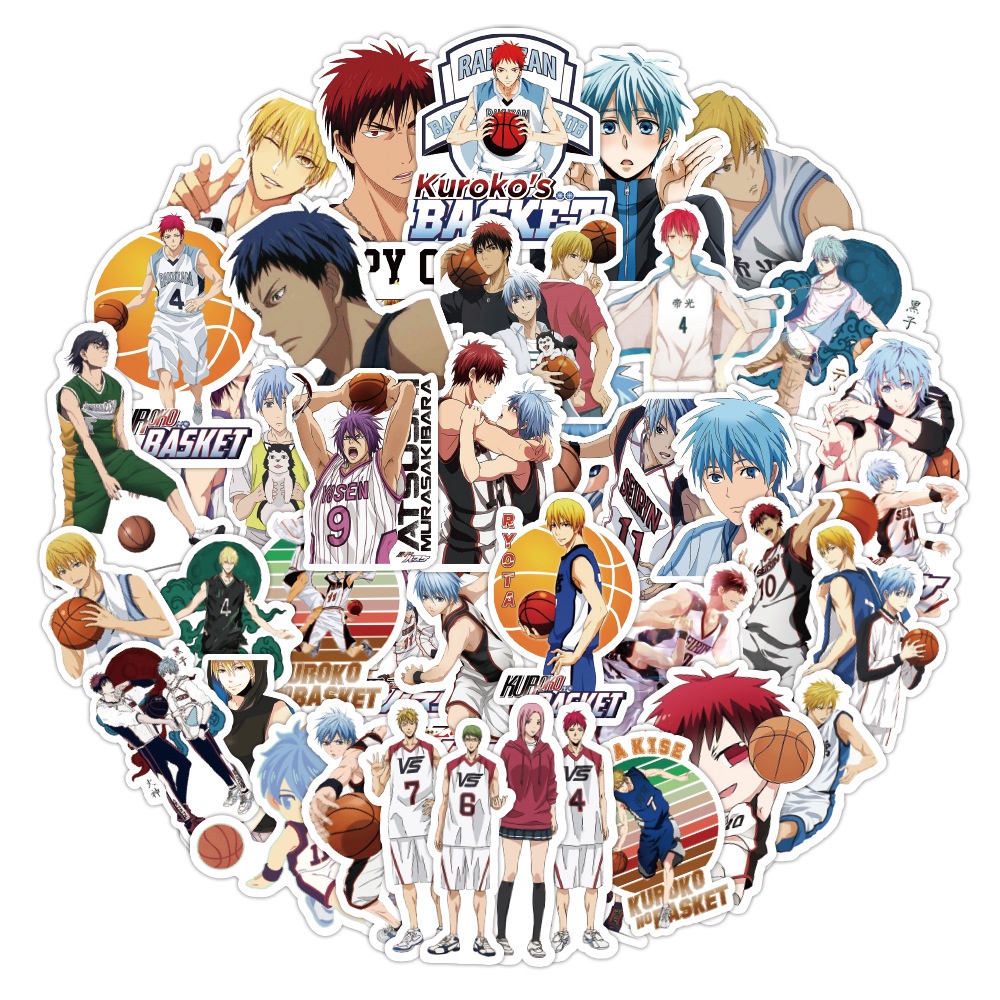 Y&P| Hình Dán Chống Nước Kuroko's Basketball Nhật Bản Anime Mũ Bảo Hiểm Máy Tính Xách Tay Hành Lý Dán Thiết Lập, 50 tờ