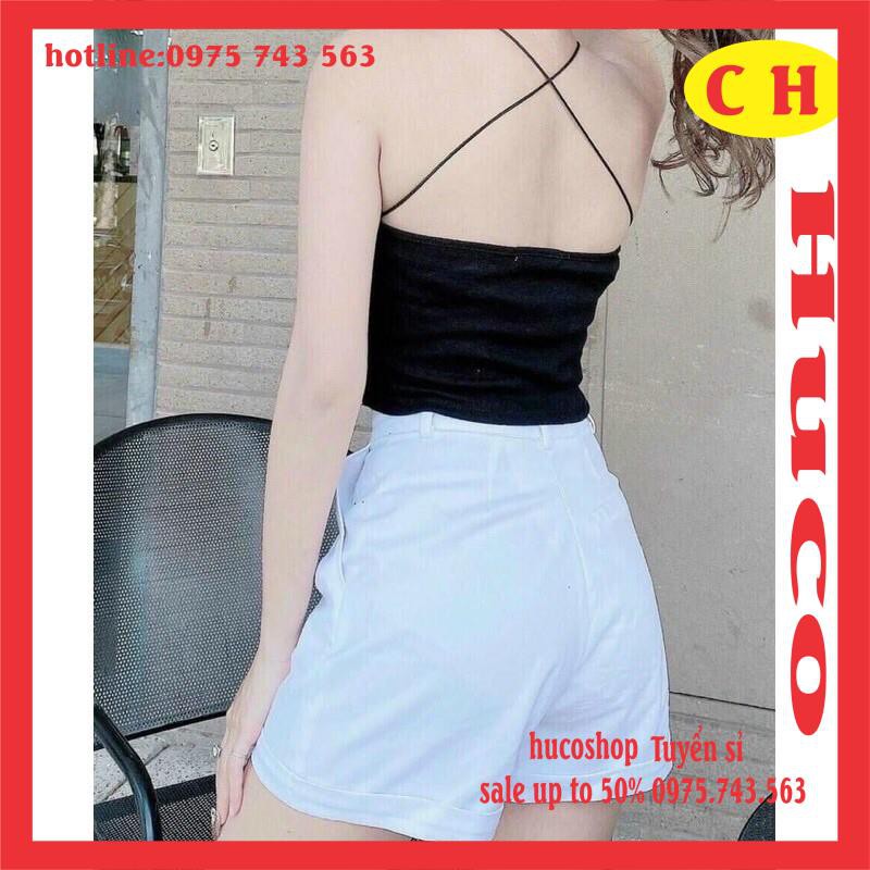 [ẢNH THẬT] Áo Yếm nữ thổ Cẩm dây bún đan dây chất bozip dày dặn áo croptop body hở lưng sexy hai màu form 52kg đổ về