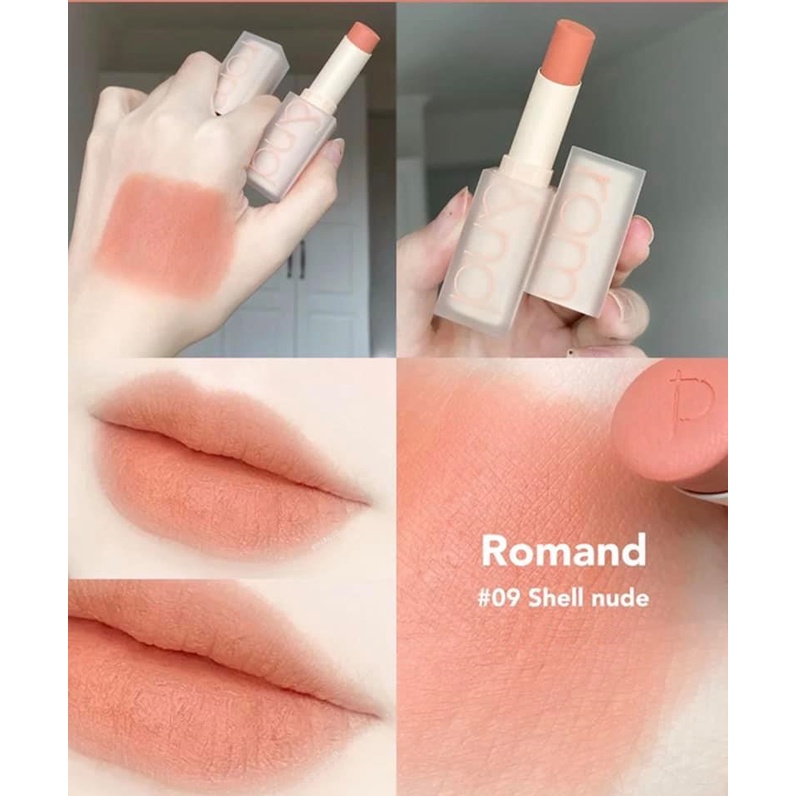 Son thỏi Romand Zero Matte Lipstick màu 09 màu cam nude (#09 SHELL NUDE)