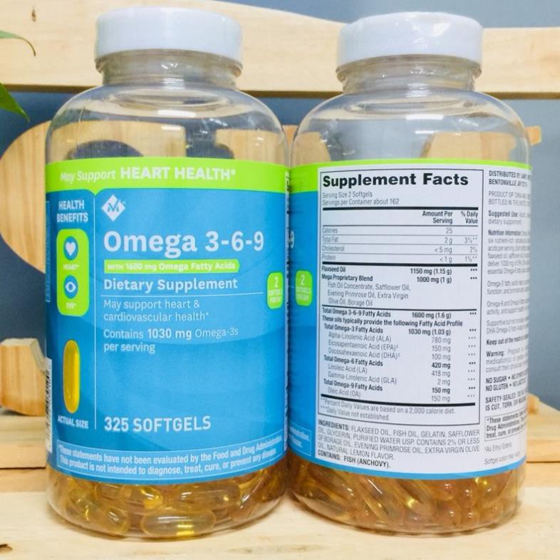 Viên uống Member's Mark Omega 3-6-9 Supports Heart Health 325 viên của Mỹ omega 369