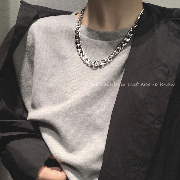 Vòng cổ dây xích thép titan thời trang hiphop đường phố đơn giản